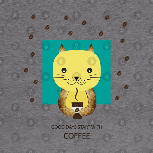 Cat and coffee by grafart